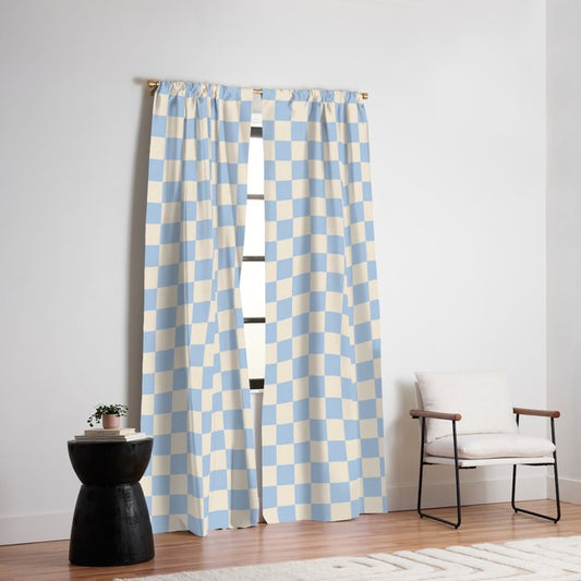 Check - Baby Blue Twist â Checkerboard Print Window Curtain Gallery Image 2