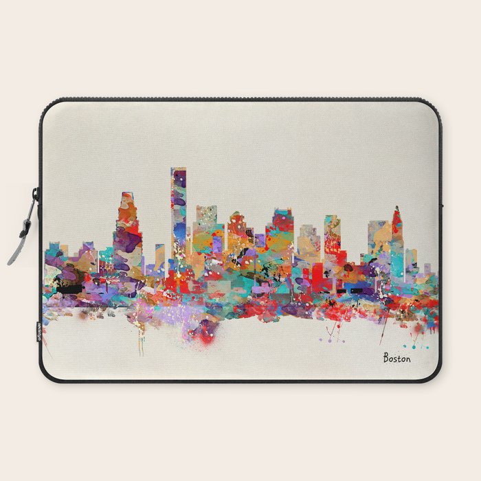 Boston city watercolor Laptop Sleeve Gallery Image 2