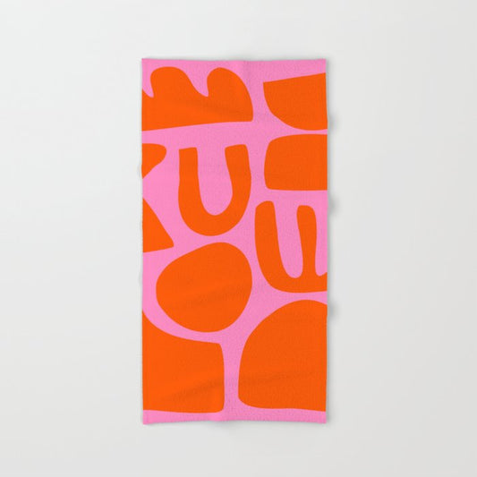 Orange Shapes on Pink Hand & Bath Towel Gallery Image 2