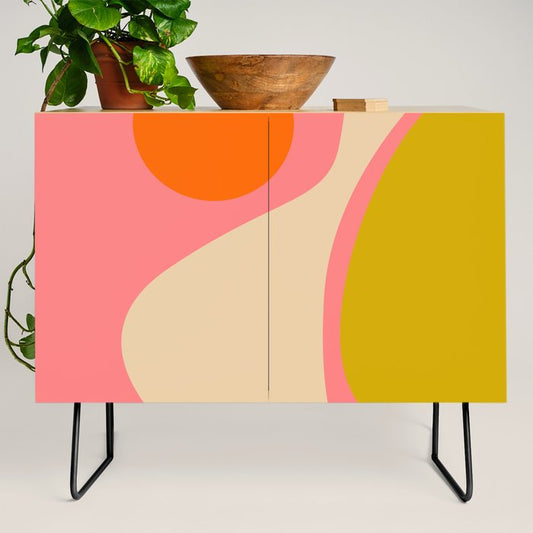 abstract composition modern blush pink Credenza Gallery Image 2