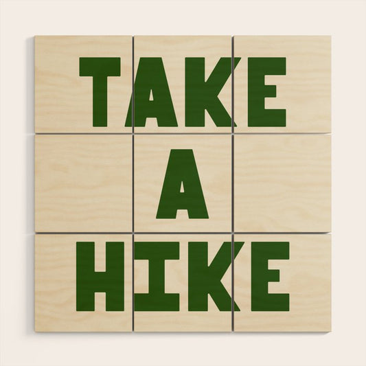 Take a Hike in Green and Beige Wood Wall Art Gallery Image 2