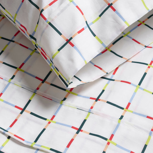 Mod Windowpane Brushed Cotton Sheet Set