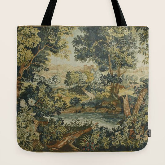 Antique 18th Century Verdure French Aubusson Tapestry Tote Bag Gallery Image 2