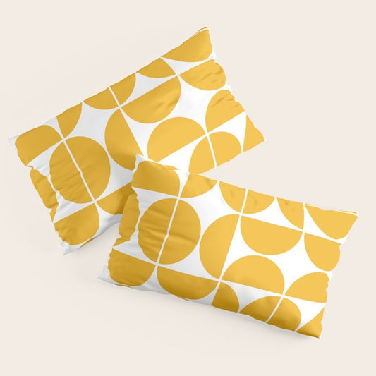 Mid Century Modern Geometric 04 Yellow Pillow Sham Gallery Image 2