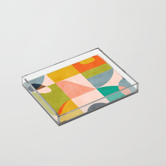 mid century abstract shapes spring I Acrylic Tray Gallery Image 2