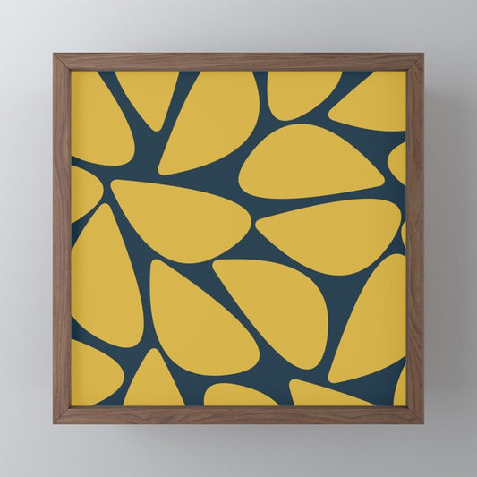 Riverbed Stones Minimalist Abstract Pattern in Light Mustard Yellow and Navy Blue Mini Art Print Gallery Image 2