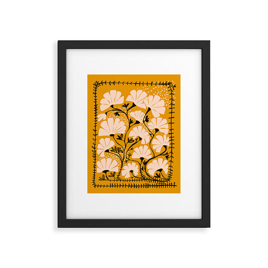 Ever blooming good vibes mustard yellow Framed Art Print Gallery Image 2