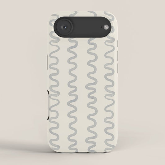 Watercolor Squiggly Lines - Blue Cream iPhone Case Gallery Image 2