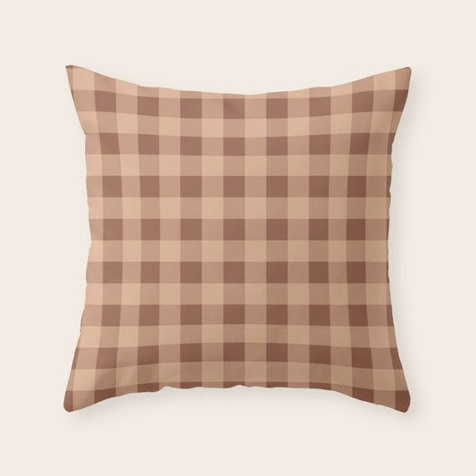 Gingham Large Brown Dark Light Tan Throw Pillow Gallery Image 2