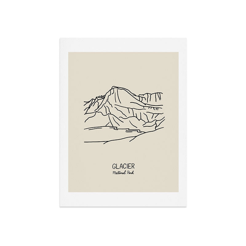 Glacier National Park Black on Cream Art Print Gallery Image 7