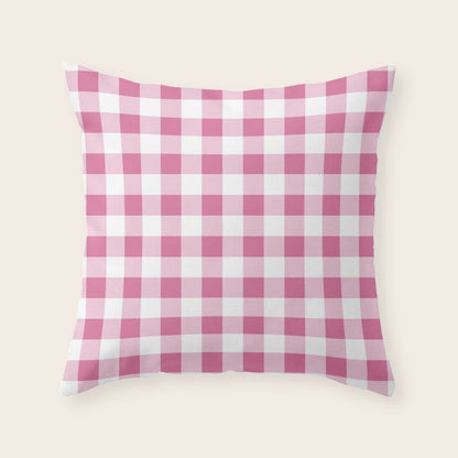 Gingham Large Pink White Throw Pillow Gallery Image 3