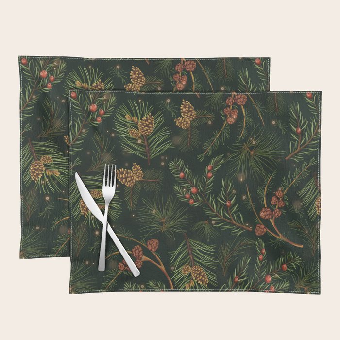 Christmas Spruce Dark Green Placemat Gallery Image 1