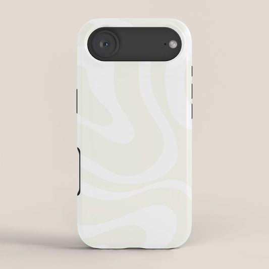 Modern Liquid Swirl Abstract Pattern in Barely There Eggshell on White iPhone Case Gallery Image 2