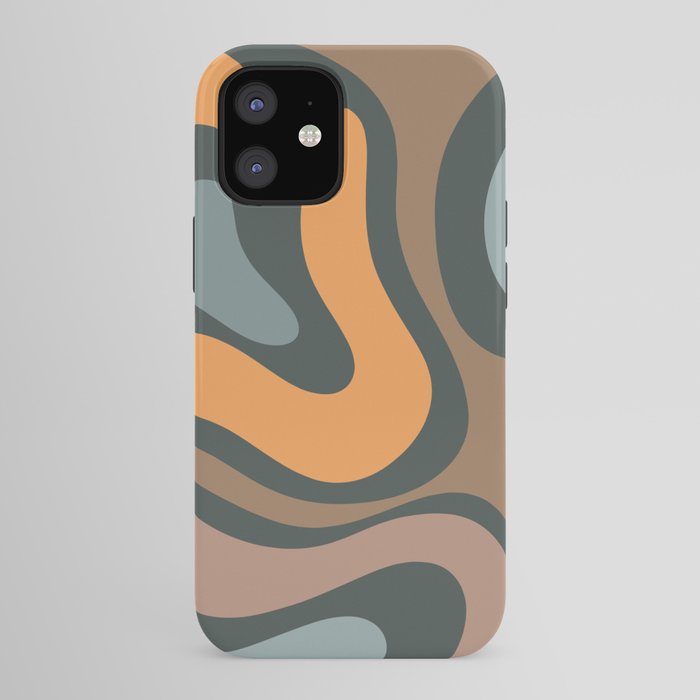 Modern Retro Liquid Swirl Abstract Slate Blue Orange Brown Taupe iPhone Case Gallery Image 41