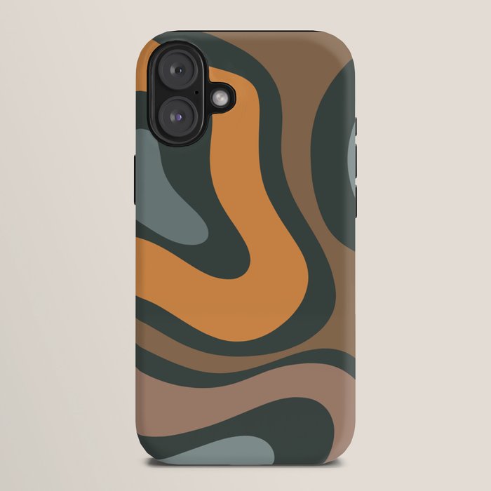 Modern Retro Liquid Swirl Abstract Slate Blue Orange Brown Taupe iPhone Case Gallery Image 10