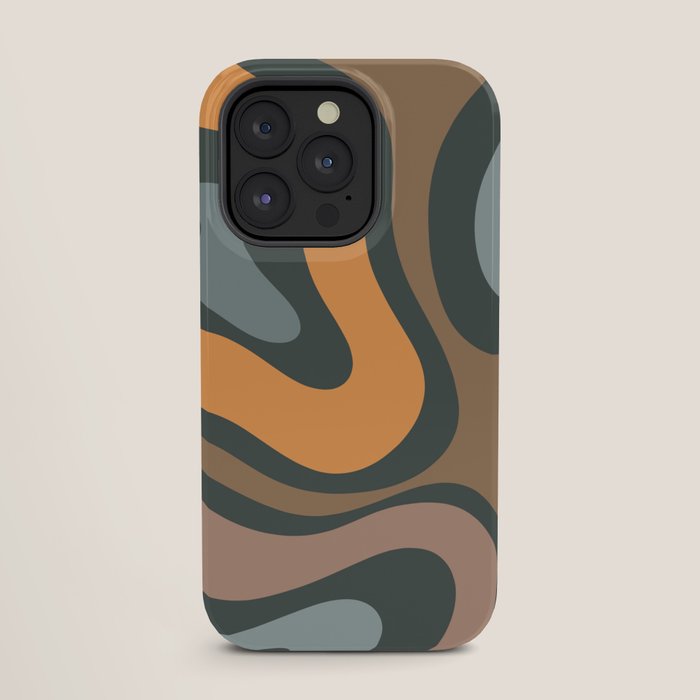 Modern Retro Liquid Swirl Abstract Slate Blue Orange Brown Taupe iPhone Case Gallery Image 27