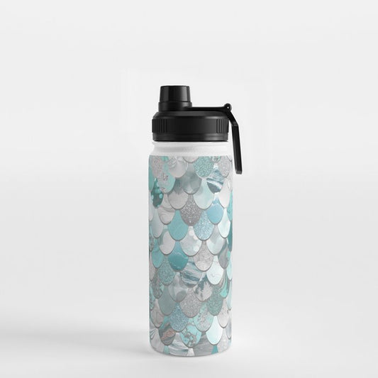 Mermaid Aqua and Grey Water Bottle Gallery Image 2