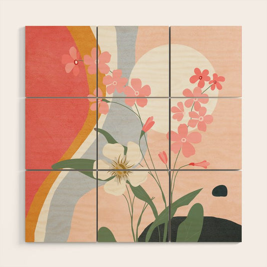 Colorful Flower Design 1 Wood Wall Art Gallery Image 2