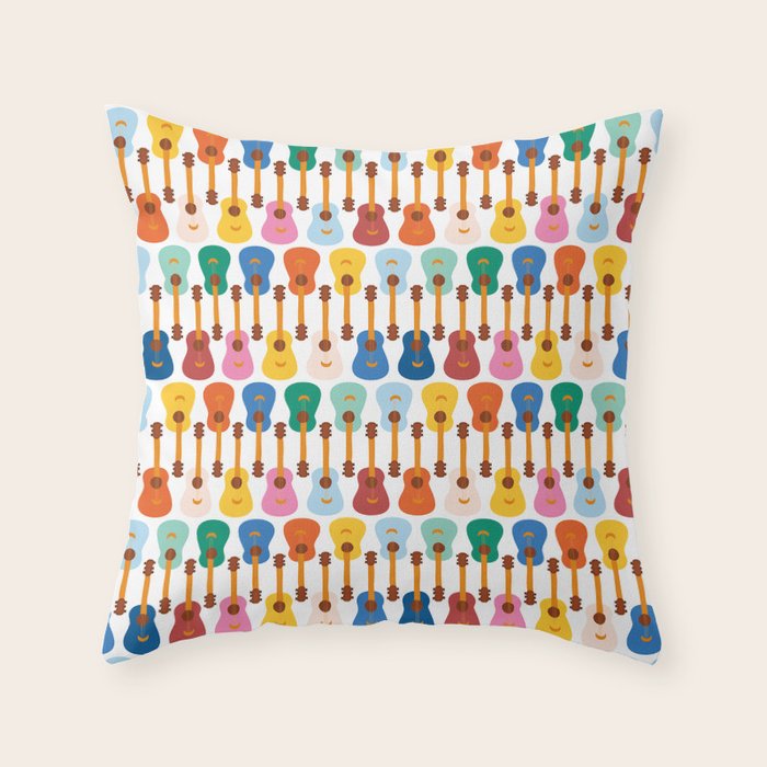 Colorful Guitars Throw Pillow Gallery Image 2