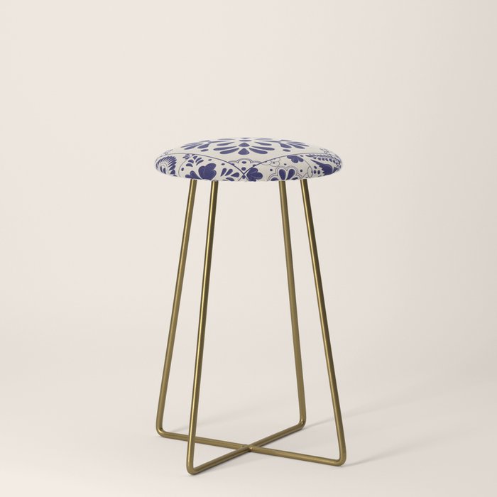Blue Mexican Talavera Pattern by Akbaly Stool Gallery Image 4