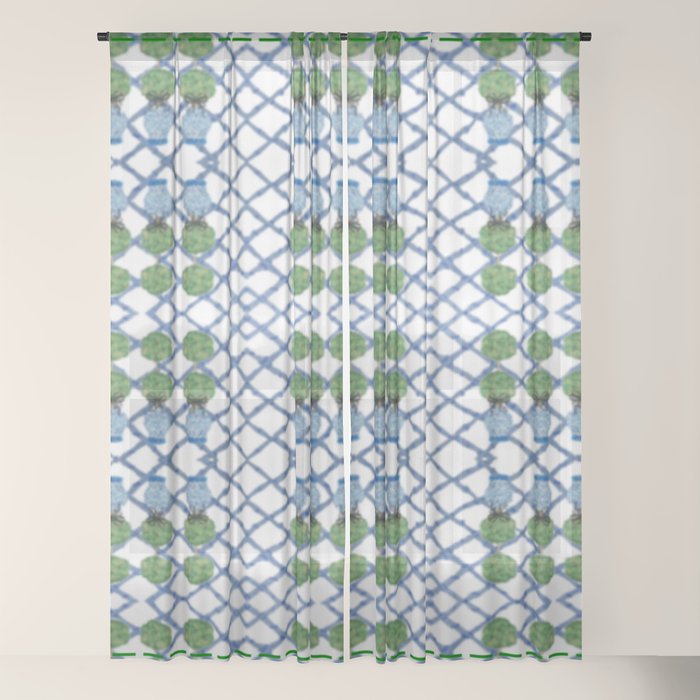 Hand Painted Ginger Jar Chinoiserie Pattern Window Curtain Gallery Image 18