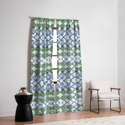 Hand Painted Ginger Jar Chinoiserie Pattern Window Curtain Gallery Image 2