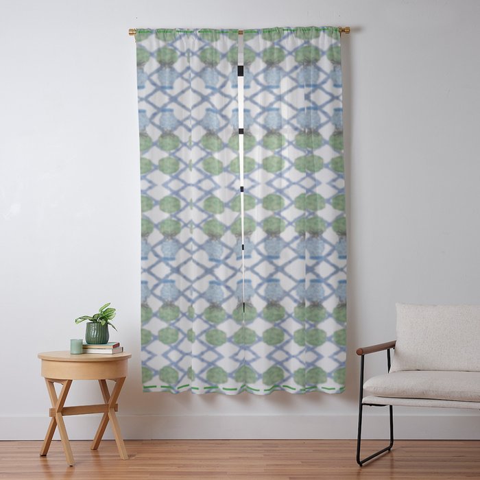 Hand Painted Ginger Jar Chinoiserie Pattern Window Curtain Gallery Image 13