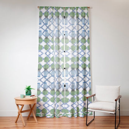 Hand Painted Ginger Jar Chinoiserie Pattern Window Curtain Gallery Image 16