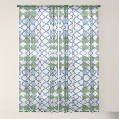 Hand Painted Ginger Jar Chinoiserie Pattern Window Curtain Gallery Image 22