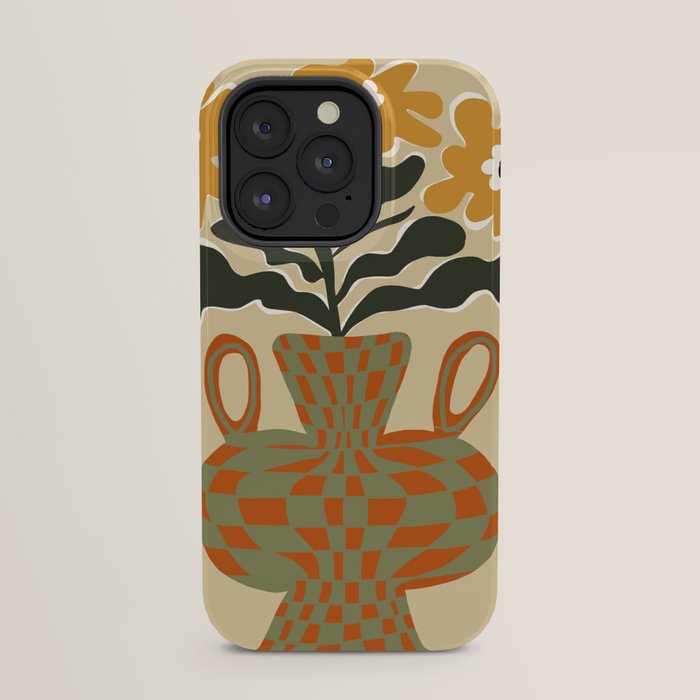 vintage flower vase with check iPhone Case Gallery Image 31