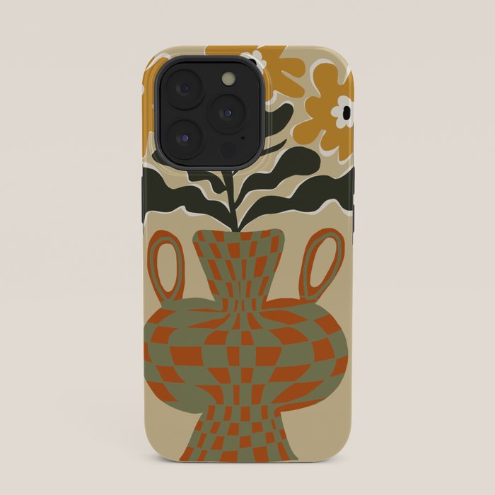 vintage flower vase with check iPhone Case Gallery Image 35