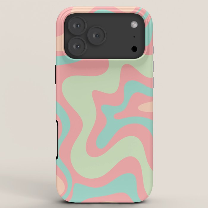 Retro Liquid Swirl Abstract Pattern in Pastel Sherbet Blush Pink and Mint iPhone Case Gallery Image 8