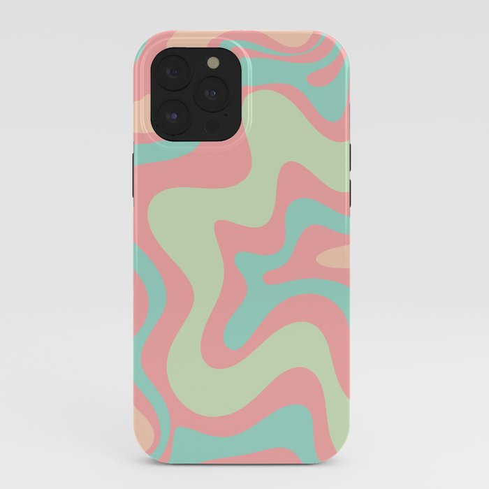 Retro Liquid Swirl Abstract Pattern in Pastel Sherbet Blush Pink and Mint iPhone Case Gallery Image 40