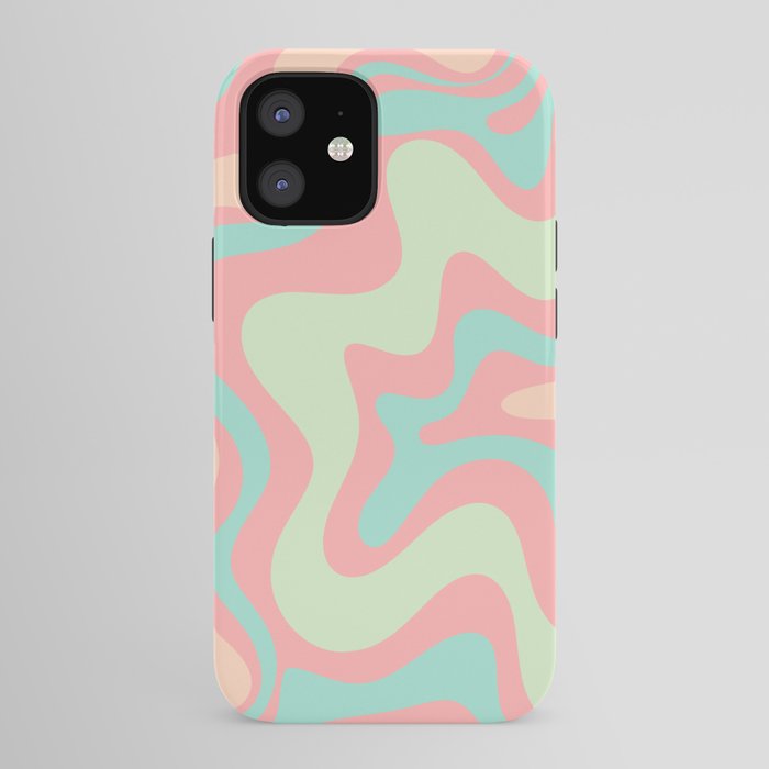 Retro Liquid Swirl Abstract Pattern in Pastel Sherbet Blush Pink and Mint iPhone Case Gallery Image 41