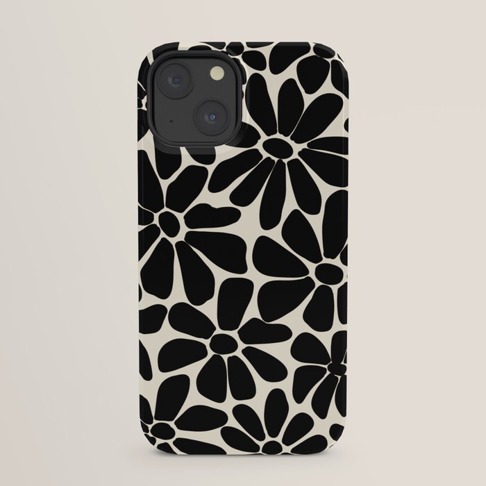 Black and White Retro Floral Art Print iPhone Case Gallery Image 29