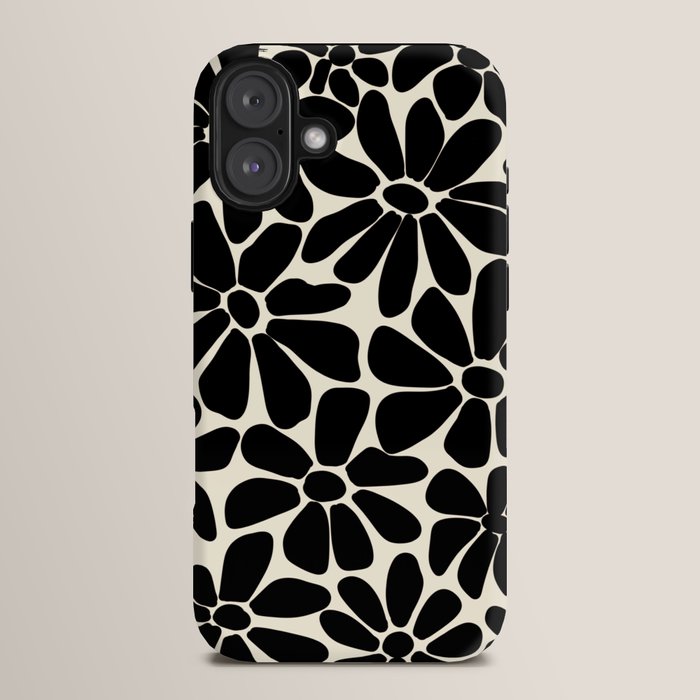 Black and White Retro Floral Art Print iPhone Case Gallery Image 14