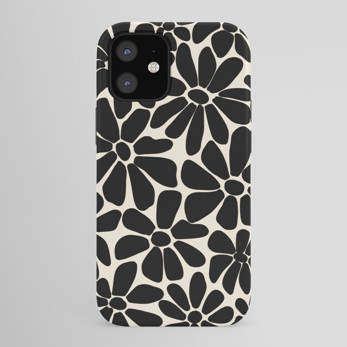Black and White Retro Floral Art Print iPhone Case Gallery Image 41