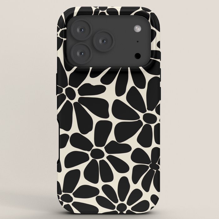 Black and White Retro Floral Art Print iPhone Case Gallery Image 7