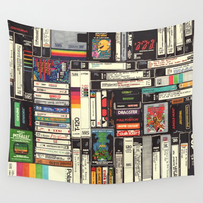 Cassettes, VHS and Video Games Wall Tapestry Gallery Image 2
