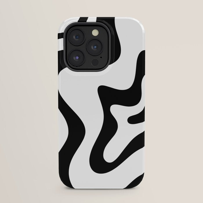 Retro Liquid Swirl Abstract Pattern Square Black and White iPhone Case Gallery Image 23