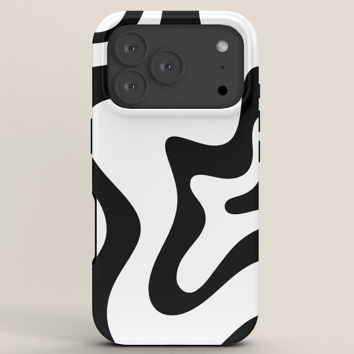 Retro Liquid Swirl Abstract Pattern Square Black and White iPhone Case Gallery Image 7