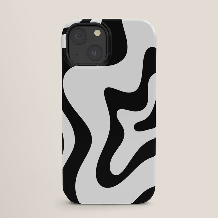 Retro Liquid Swirl Abstract Pattern Square Black and White iPhone Case Gallery Image 25