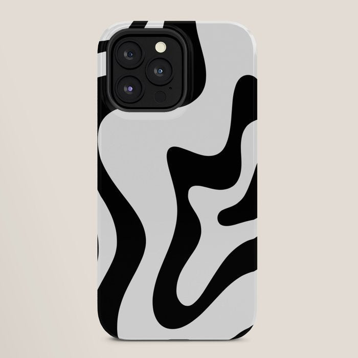Retro Liquid Swirl Abstract Pattern Square Black and White iPhone Case Gallery Image 28