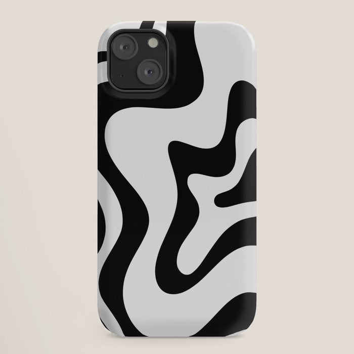 Retro Liquid Swirl Abstract Pattern Square Black and White iPhone Case Gallery Image 18