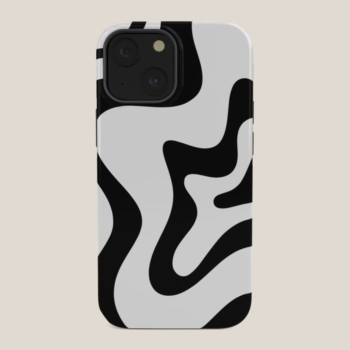 Retro Liquid Swirl Abstract Pattern Square Black and White iPhone Case Gallery Image 34