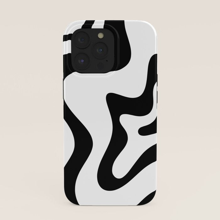 Retro Liquid Swirl Abstract Pattern Square Black and White iPhone Case Gallery Image 39