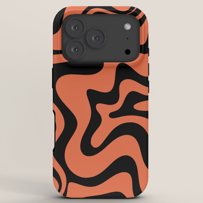 Retro Liquid Swirl Abstract Pattern in Black and Orange iPhone Case Gallery Image 7