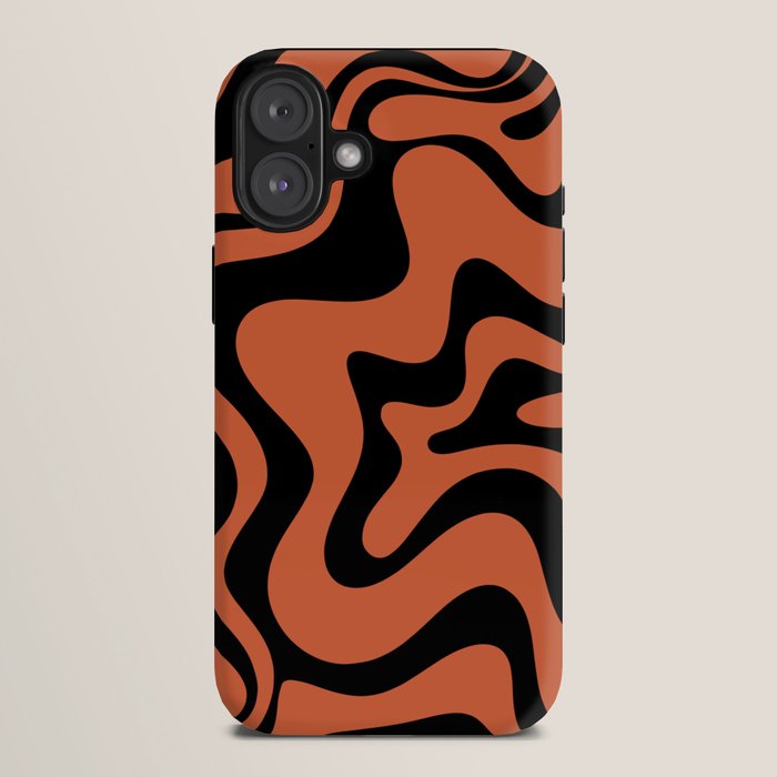 Retro Liquid Swirl Abstract Pattern in Black and Orange iPhone Case Gallery Image 10