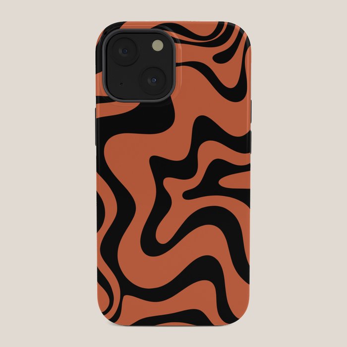 Retro Liquid Swirl Abstract Pattern in Black and Orange iPhone Case Gallery Image 34