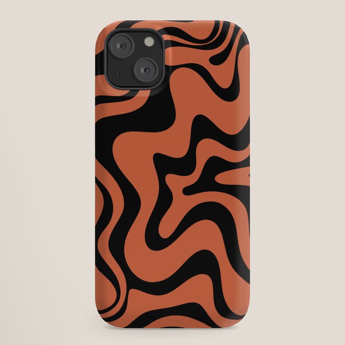 Retro Liquid Swirl Abstract Pattern in Black and Orange iPhone Case Gallery Image 18
